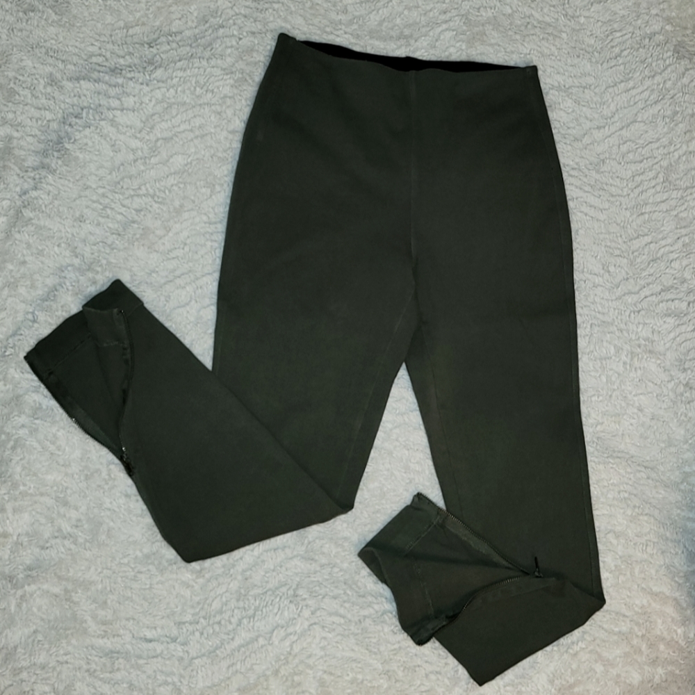 Lysse Denim Crop Cuff Ankle Zip Deep Olive S